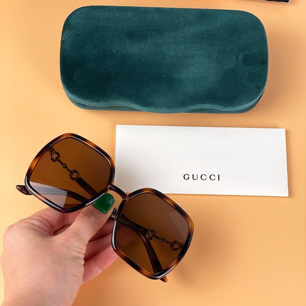 Gucci GG0890S 002 Sunglasses Dark Havana Brown Women - Picture 6 of 12
